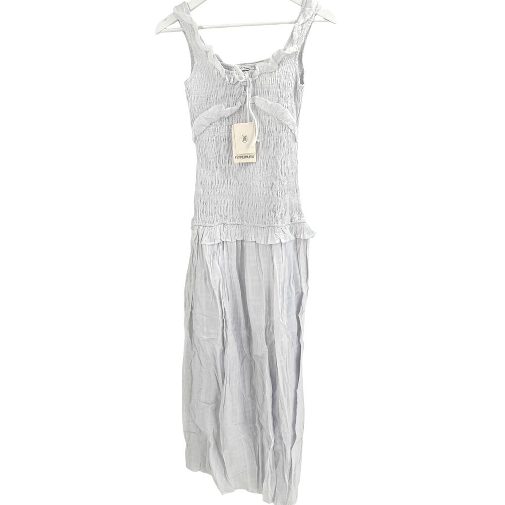 Peppermayo Women's White Westlyn Shirred Maxi Dress Size 2 - Picture 6 of 10